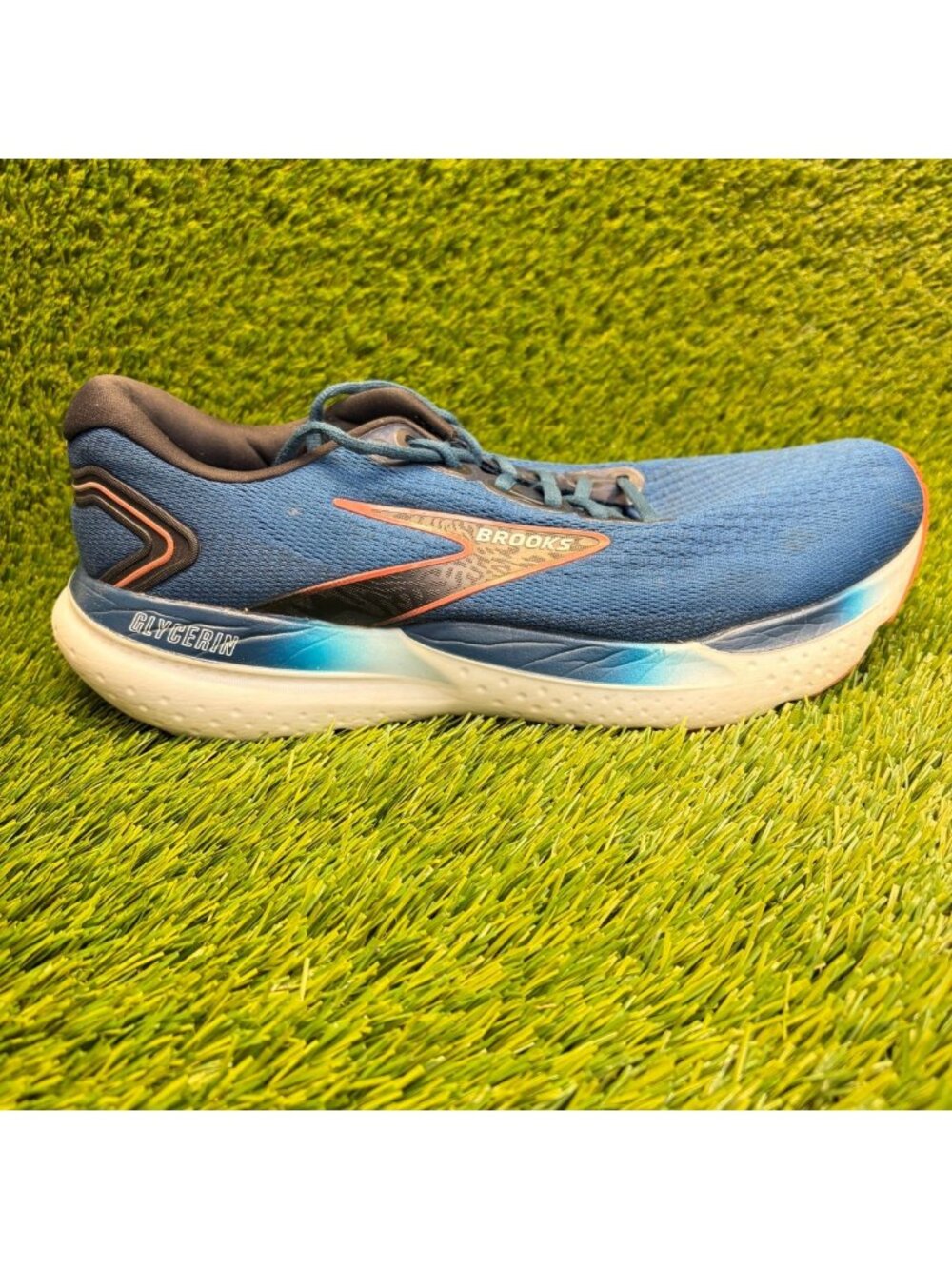 Brooks Glycerin GTS 21 Mens Size 12 Blue Black Athletic Running Shoes Sneakers